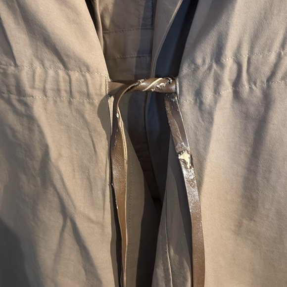 French Connection Tan Trench Coat with Wrap Front and Lapel Collar - Picture 5 of 11